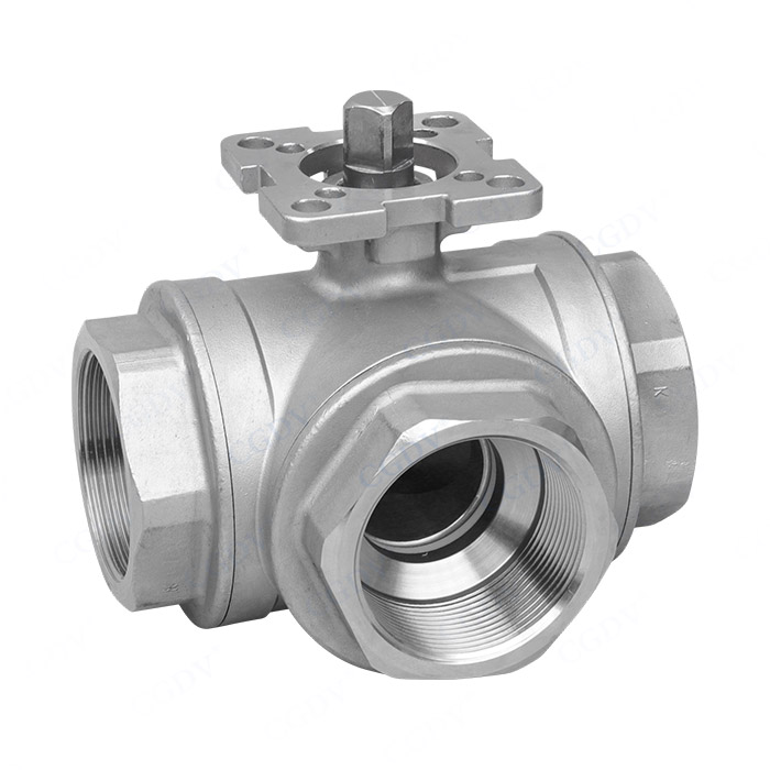 Three way high platform ball valve