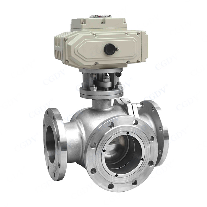 Electric three-way flange ball valve